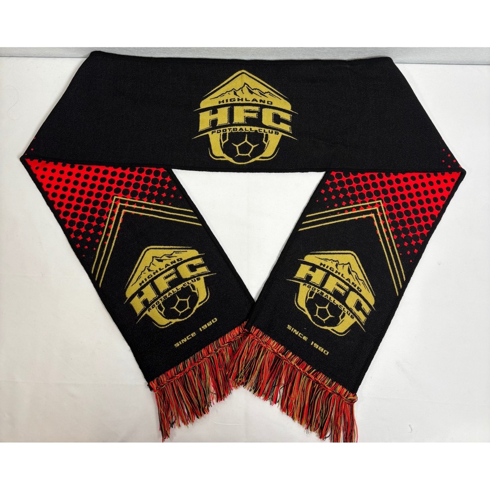 Ruffneck Highland Football Club Scarf Unisex Black Red Gold Acrylic Knit Soccer